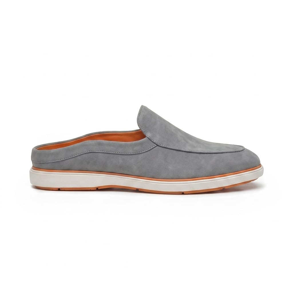 HAYES LONDON Riviera Italian Suede Leather Mule Loafers (Gray) Grey - Image 1
