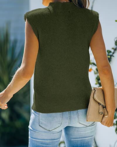 Amarmia Women's Mock Neck Knit Sweater Vest Sleeveless Casual Trendy Summer Ribbed Pullover Tank Tops Green #TOP2
