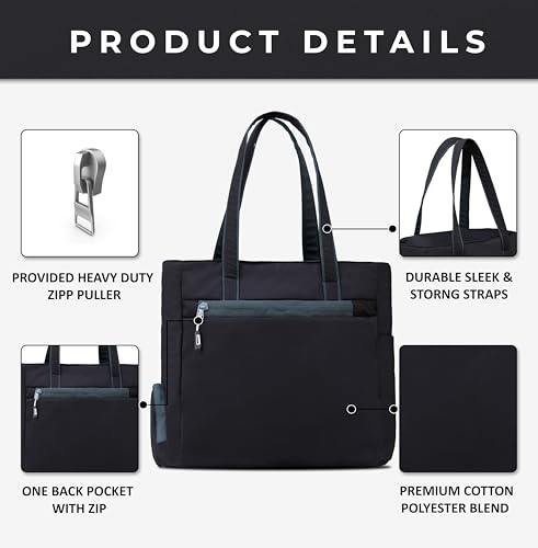 Image of Lusive's Double Pocket Handbag for Women: Stylish, Ideal Companion for Work, Travel, Polyester Material, Spacious 10-liter Capacity, 6 Pockets. (Black & Grey)