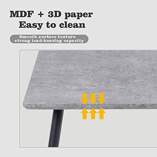 GOLDFAN Esstisch mit 4 Stühlen Essgrupp Rechteckiger Tisch und Stoff Stuhl Wohnzimmertisch Beton Design für Esszimmer Küche Grau 110cm