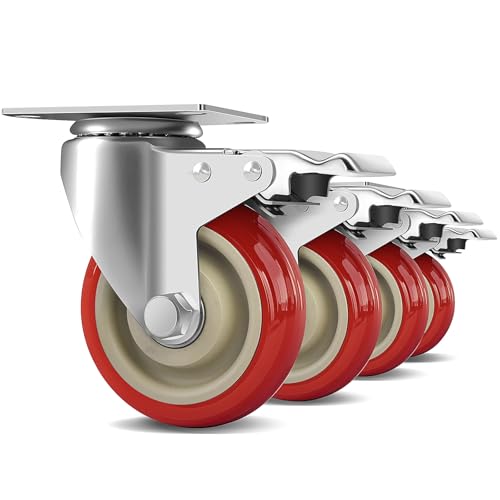 FOCBUGU 4 Inch Heavy Duty Swivel Caster Wheels with Brake, Set of 4