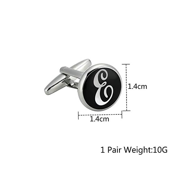 Aooaz Cufflinks Button Mens Stainless Steel Cufflinks Letter Round Cufflinks for Boy Cufflinks for Dad Black White - Image 3
