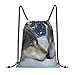 Wildlife Frettchen Rucksack mit Kordelzug für Reisen, Sport, Yoga, Rucksack für Männer, Frauen, große Größe mit Reißverschluss, Wolf Kiss im Winter, One size