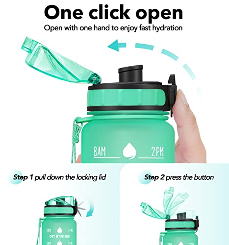 Image of 32 OZ Motivational Fitness Sports Water Bottle with Straw & Time Maker, BPA-free, Tritan Plastic, Leak-proof Ensure you Stay Hydrated Throughout The Day for Gym, Outdoor Sports (Omber: Sky)