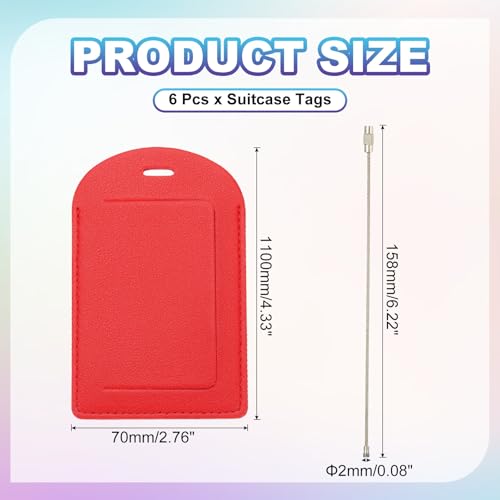 PATIKIL 6 Pcs Suitcase Tags, Red Leather Luggage Name Tags Travel Accessories Airplane Travel Essentials for Flying Hotel Check in Luggage Bags Men Women, Sideways Flip2