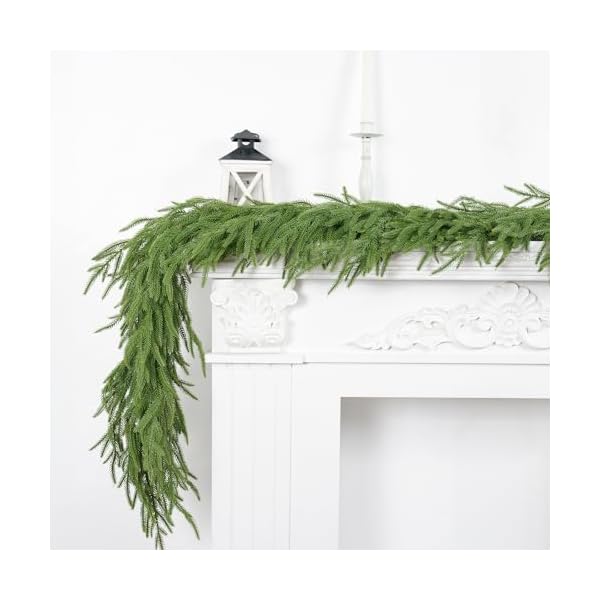 Xmasexp norfolk pine christmas garland decorations 9ft real touch christmas garland realistic artificial christmas garland decorations for mantle windows indoor outdoor  urban country home decor