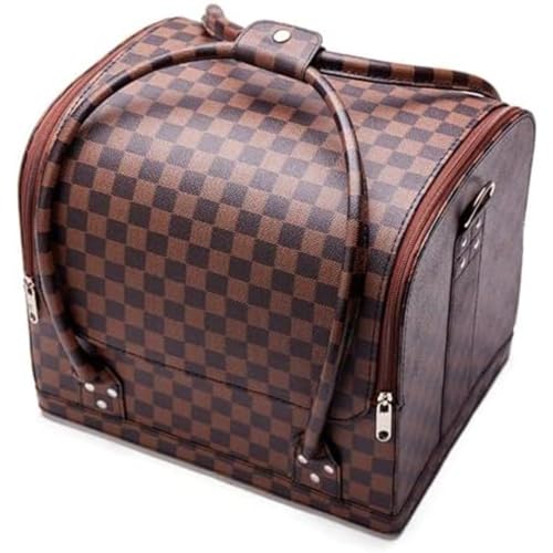 Yubbuioコスメティックボックス、大容量、プロフェッショナルコスメボックス、3層トレイ、コスメティックボックス、ポータブルコスメボックス、化粧品収納、化粧品バッグ、ロック付き化粧品収納ボックス、PUレザー、収納バッグ、多層大型メイクアップアーティストと