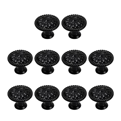volumoon Pomelli per Mobili Rotondo, Pomelli per Cassetti, Nero Opaco Pomelli, Maniglie per Mobili da Cucina, Retro Pomolo per Mobile, 10 Pezzi Pomelli Rotondi da 30 mm per Porte di Mobili con Viti