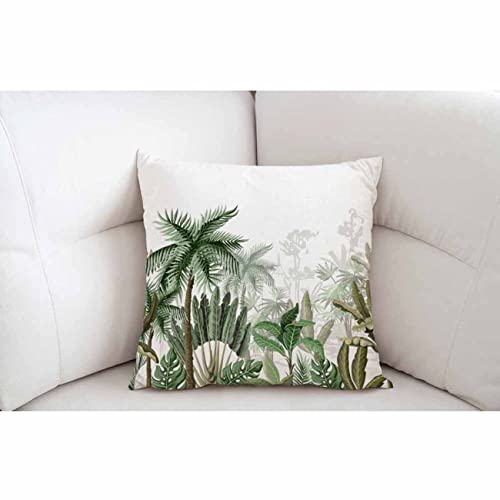 Pehede Throw Pillow Cover Green Tropical Palm And Banana Tree Watercolor Cotton Linen Pillow Case Decorative For Sofa Couch Chair Bedroom 18X18 Inch #TOP4