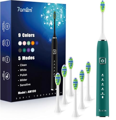Image of 7AM2M Sonic Electric Toothbrush with 6 Brush Heads for Adults&Kids