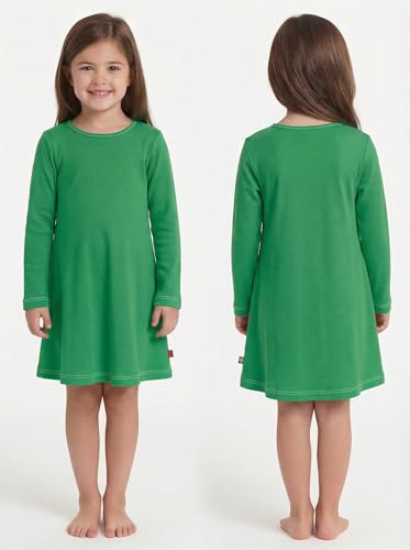 Image of City Threads Girls' 100% Cotton Long Sleeve Dress - Active Kids School, Playing, Parties - Made in USA