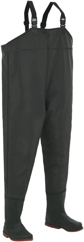El vadeador vidaXL con botas verde es ideal para la pesca, con material de poliéster recubierto de PVC que lo hace impermeable y resistente. Con costuras bien cosidas y tirantes ajustables para mayor comodidad. Tallas disponibles en multitalle.