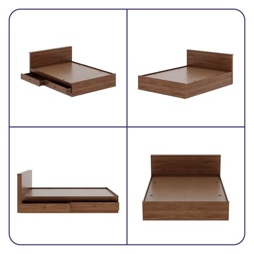 Image of Wakefit Bed | 1 Yr Warranty | Bed Queen Size, Comes with Drawer Side Storage, Noise-Free, Density: 680-750 kg /m (Taurus 78 x 60 - Columbian Walnut)