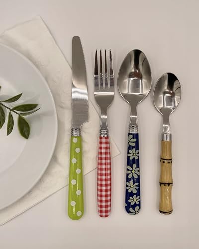 Image of Gypsy Color Eclectic Mosaic Mix & Match Stainless Steel Flatware Collection, Set of 16