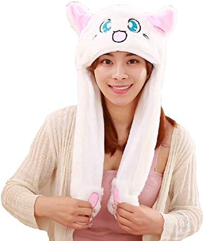 Binpure Funny Plush Animal Hat Ear Moving Jumping Hat When Pressing The Paws (koya)