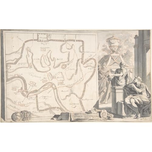 ArtDirect Map of Ancient Rome Illustrating Major Monuments and the Seven Hills (before 1704) Unframed Art Print Giclee Poster by Jan Goeree - Ready for Framing with Customization Sizes 10x6, 14x9, 20x12, 36x22, 48x30 and 60x37 inches