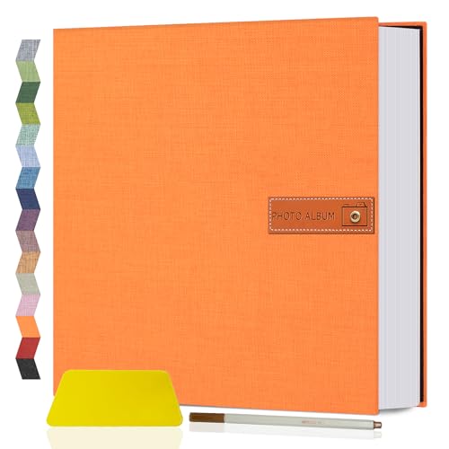 Popotop Large Photo Album Self Adhesive 4x6 5x7 8x10 Scrapbook Album DIY Picture Book,Gifts for Mom,Family Baby and Wedding,with Metal Pen and Plastic Board