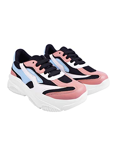 Shoetopia Women's S-1209 Sneaker, Black/White, 5 UK