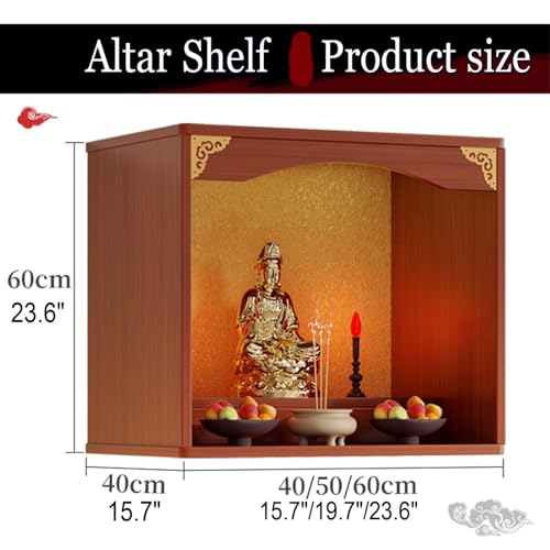 Altar de santuario de Buda flotante, mueble de madera blanco con puerta 3