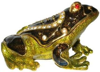 Brown Frog Bejeweled Collectible Trinket Jewelry Box