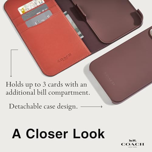Coach Signature Canvas Two Piece Detachable Wallet Folio iPhone 15 Plus Case, Compatible with Wireless Charging - Signature Tan - image 6