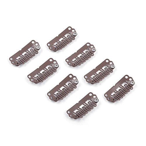 Neitsi 50pcs U-shape Snap Clips Metal Clips for Hair Extensions DIY Clip-on (2.8cm, Brown)