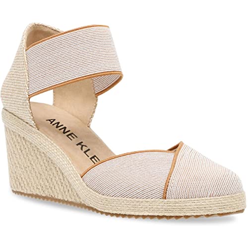 Anne Klein WOMEN'S ZOEY ESPADRILLE WEDGE,NATURAL,7.5