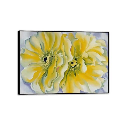 Peinture Fleur de cactus jaune Georgia O'Keeffe pour un salon moderne et lumineux