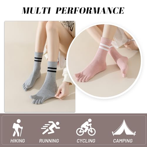 Toe Socks Women Five Fingers Crew Socks for Running Athletic Hiking Comfort Toe Separator Barefoot Sock 4 Pairs2