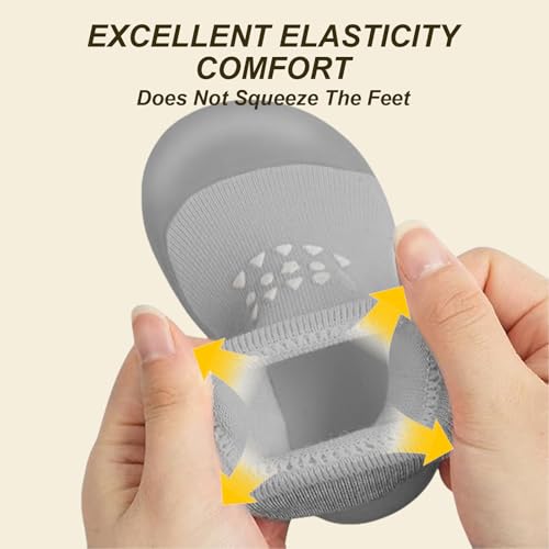 flintronic Krabbelschuhe Baby, Lauflernschuhe Kinder, Rutschfeste Hüttenschuhe Sockenschuhe, für Mädchen Junge, Graue Punkte, 9-12 Monate