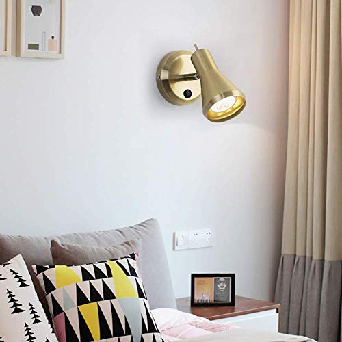 Aplique de pared ajustable mini con interruptor de bronce para dormitorio 4