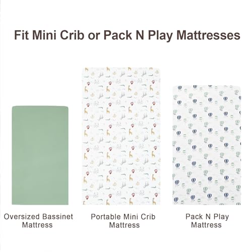 Image of david's kids 3 Pack Mini Crib Sheets, Soft Breathable Premium Pack N Play Sheets for Baby Boys Girls Neutral, Playard and Mini Crib Mattresses, Animals