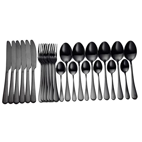 MMRTDJDR Ensemble de Couverts de Couverts de Couverts en Acier Inoxydable 24pcs Sente de Couverts en Acier Inoxydable Steak Fork Café cuillère à cuillère à thé