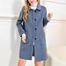 Fall Coats for Women 2025 Single Breasted Trench Coat Mid Long Classic Lapel Windproof Slim Tops Early Fall Fashion School Outfits for Teachers Winter Trendy Clothes Blue Medium