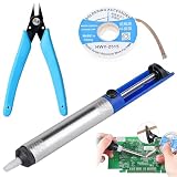 HAPPOW 3-Teiliges Entlötpumpe Set, mit 1 Lötpumpe, 1 Entlötzange und 1 Rolle Entlötdocht, Lötzinn Entferner-Set, Komplettes Löt Zubehör für Elektronikarbeiten
