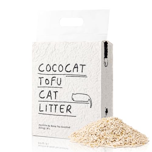 Cococat Tofu Cat Litter (2.5kg/6L bag) Strong Clumping, Flushable, Dust-free, Easy Scooping, Biodegradable, Jasmine Milk Tea Scent For Excellent Odour Control