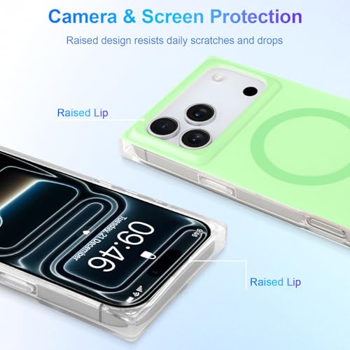 Heaofei Rectangle Case for iPhone 17 Pro Case for Women Girls Boys [Compatible with Magsafe] Cute Candy Color Design, Kawaii Aesthetic Girly Magnetic Protective Phone Cover, Light Green by Heaofei - Used condition - Image 3