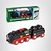 BRIO World Battery-Operated Steaming Train - 3-Piece Motorized Train Engine for Wooden Track with Lights and Kid-Friendly Steam - Interactive Play with Forward/Reverse - for Kids 3 & Up