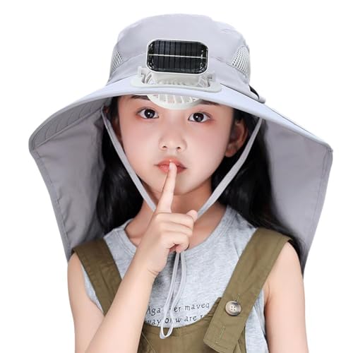 Wide Brim Solar Fan Hat for Kids,Fishing Hat with Hat-Solar & USB Charging for Kids, for Outdoor Activities