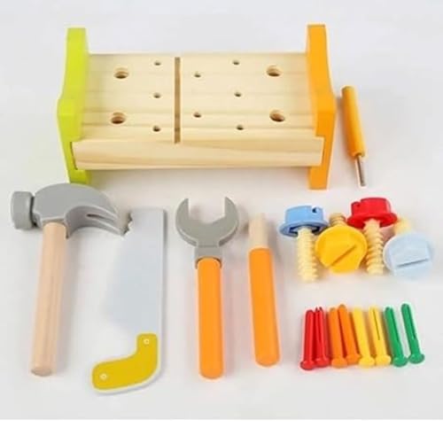Image of Wudly Wooden Tool Bench Set - Pretend Play Workshop for Kids, Realistic Tools & Accessories, Educational STEM Toy for Boys & Girls Age 3-6, Durable Wood Construction, Gift-Ready
