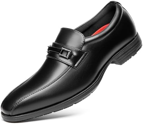 （06:30時点） [Poerkan] ローファー・スリッポン ビジネスシューズ メンズ 走れる 本革 ビジネス スニーカー 革靴 軽量 歩きやすい 紳士靴 疲れない ウォーキング ドレスシューズ リクルート 仕事 就活 スーツ靴 フォーマル くつ 3E ブラック 25.5cm