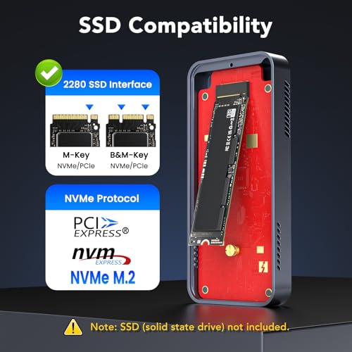 Caja externa para SSD M.2 NVMe con ventilador de enfriamiento miniatura 3