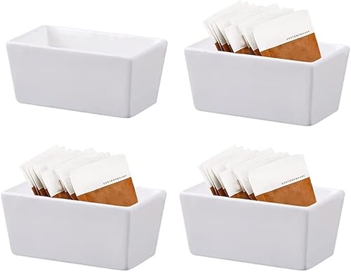 Miniatura 4 de 123Arts Tazón de cerámica blanca de la bolsa de té del sostenedor del paquete