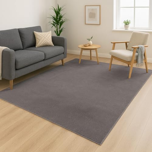 Carpet City Tapis Lavable à Poils Courts - 80 X 140 Cm - Gris Foncé - Doux Et Doux Au Toucher - AntidéRapant Et Facile D'entretien - Pour Salon, Chambre à Coucher Et Couloir-image
