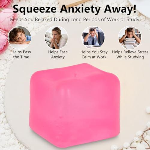 GSOOUOLD Squishy Ice Cube Fidget Toy 2.75inch/7cm, Sugar Ball Squishy Cube for Kids Adults, Soft Squishies Stress Relief Sensory Toy for Autism, Classroom Prize Toy Party Favor - Image 3