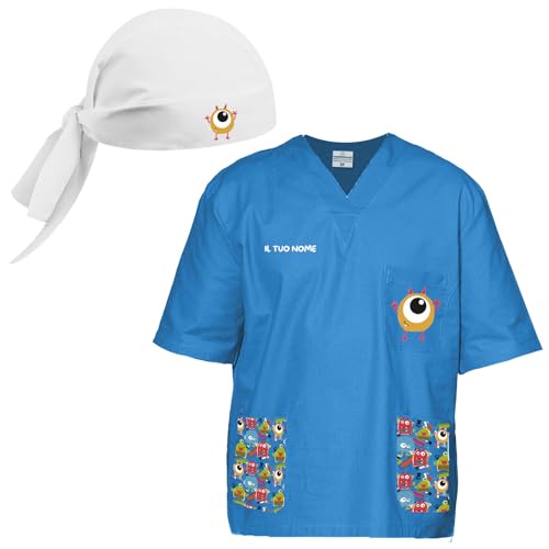 fratelliditalia.org OSS Uniform Kasack V-Ausschnitt mit Hose und Bandana Krankenschwester Kinderarzt Doktor Krankenhaus Fantasie Monster