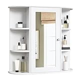 eSituro Spiegelschrank Badspiegel Hängeschrank mit Türen Wandschrank Badschrank, Weiß, BxHxT ca: 60x58x16cm