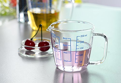 Rocaware 1 Cup Borosilicate Glass Measuring Cup with 50ML Intervals Scale New Kitchen Accessories Easy Measure Liquid Powder Milk Cups - Thumbnail 3