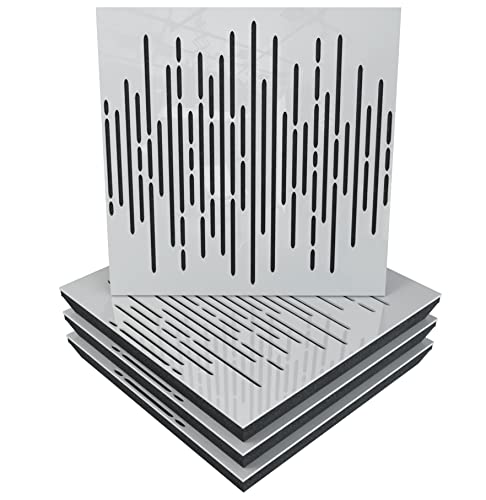 (4 Pack) Sound Absorption-Diffuse Acoustic Panel «Wave» for rec.studio | White glossy (plastic)