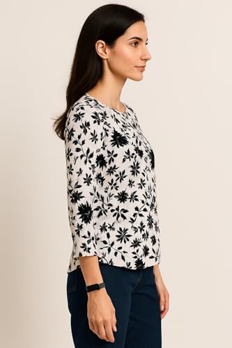 Image of Women's Cotton Printed Kurta Top | 3 /4 Sleeve Straight Kurti Casual Outings